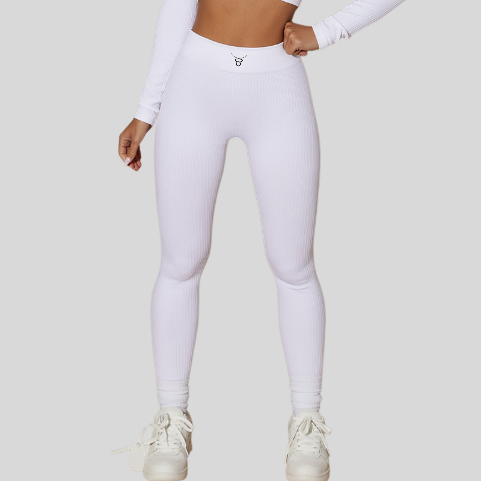 Womens After Cardio Ribbed Active Leggings In Power Flex in White